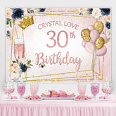 Toile de fond du 30e anniversaire de l'amour en cristal floral et scintillant